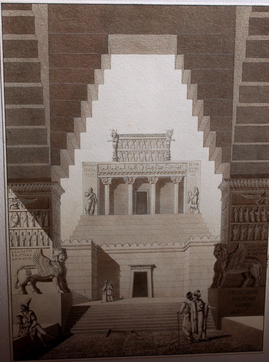 Vue d'Architecture  Animée De Personnages Par Toussaint Daté 1813