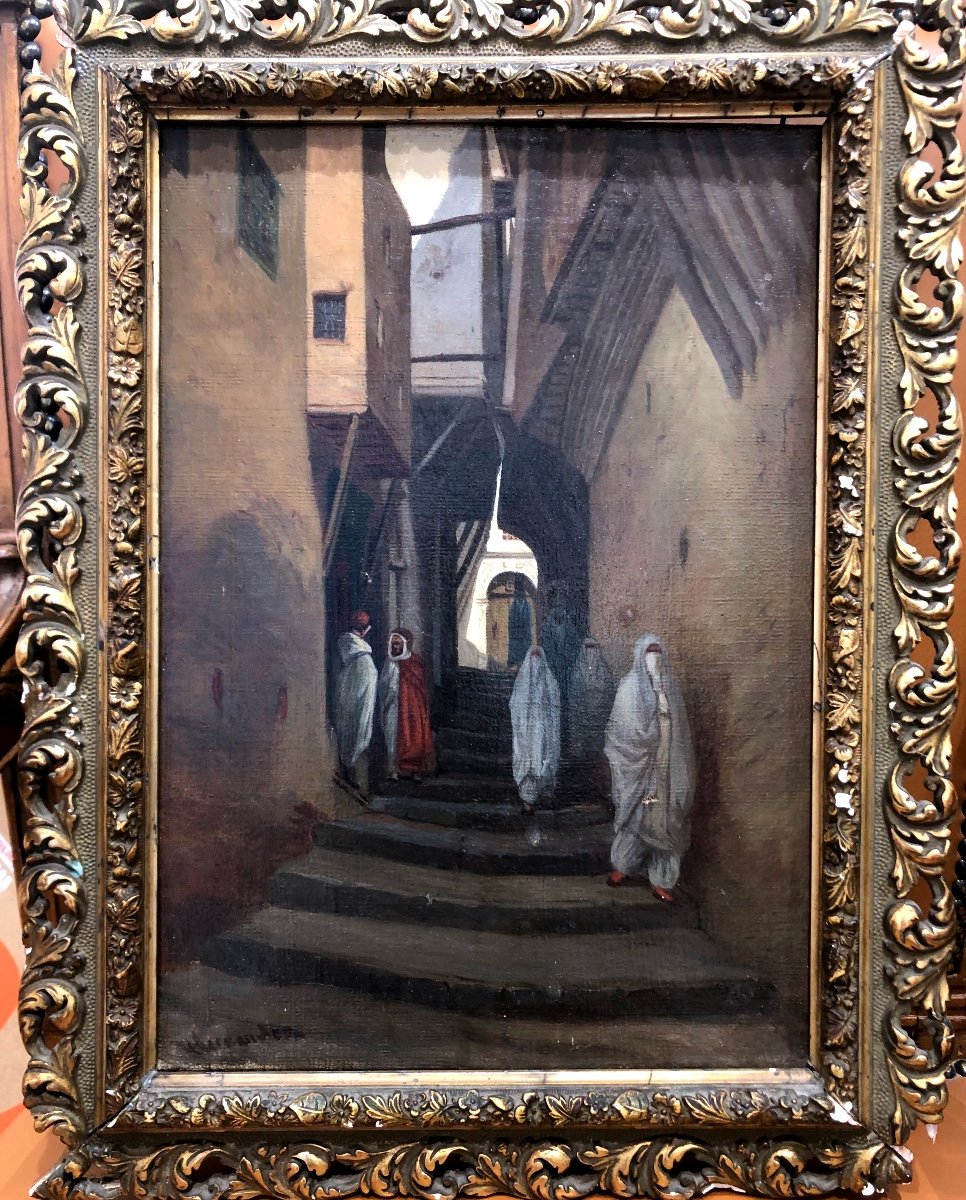 Oil On Canvas Rue Kléber In Algiers By Hernandez