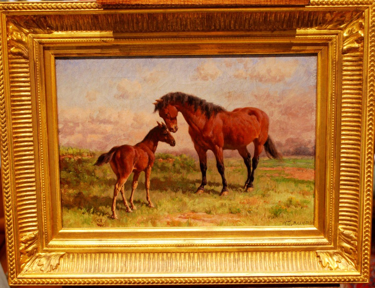 Mare And Her Foal By William Baird (1847-1917) Painter Born In Chicago Illinois
