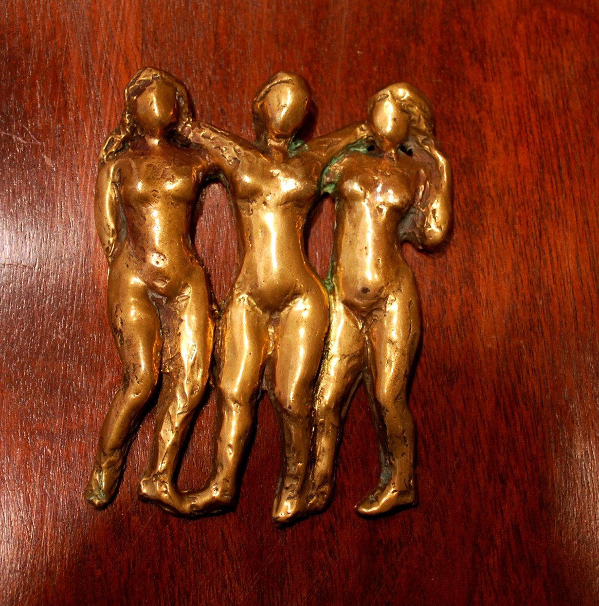 Sculpture En Bronze Doré Les Trois Graces-photo-2