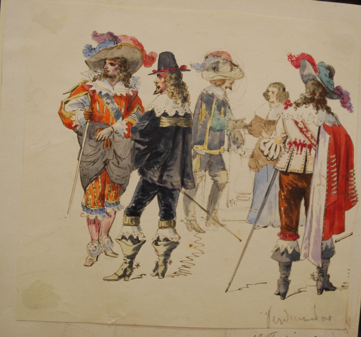 Watercolor Musketeers By Alexandre Ferdinandus 1850-1888)-photo-2