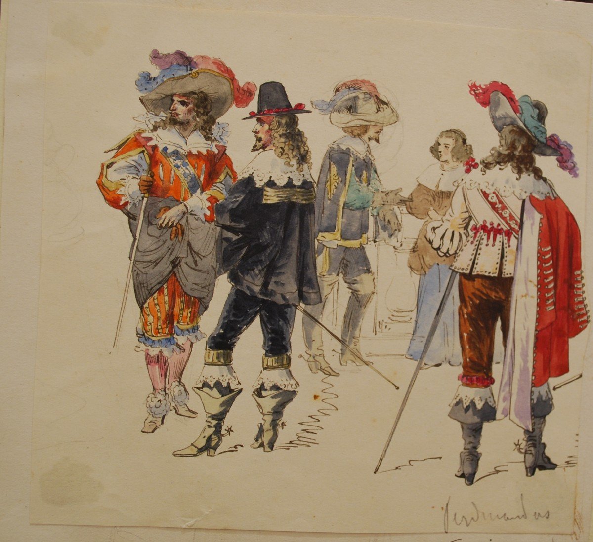 Watercolor Musketeers By Alexandre Ferdinandus 1850-1888)-photo-3