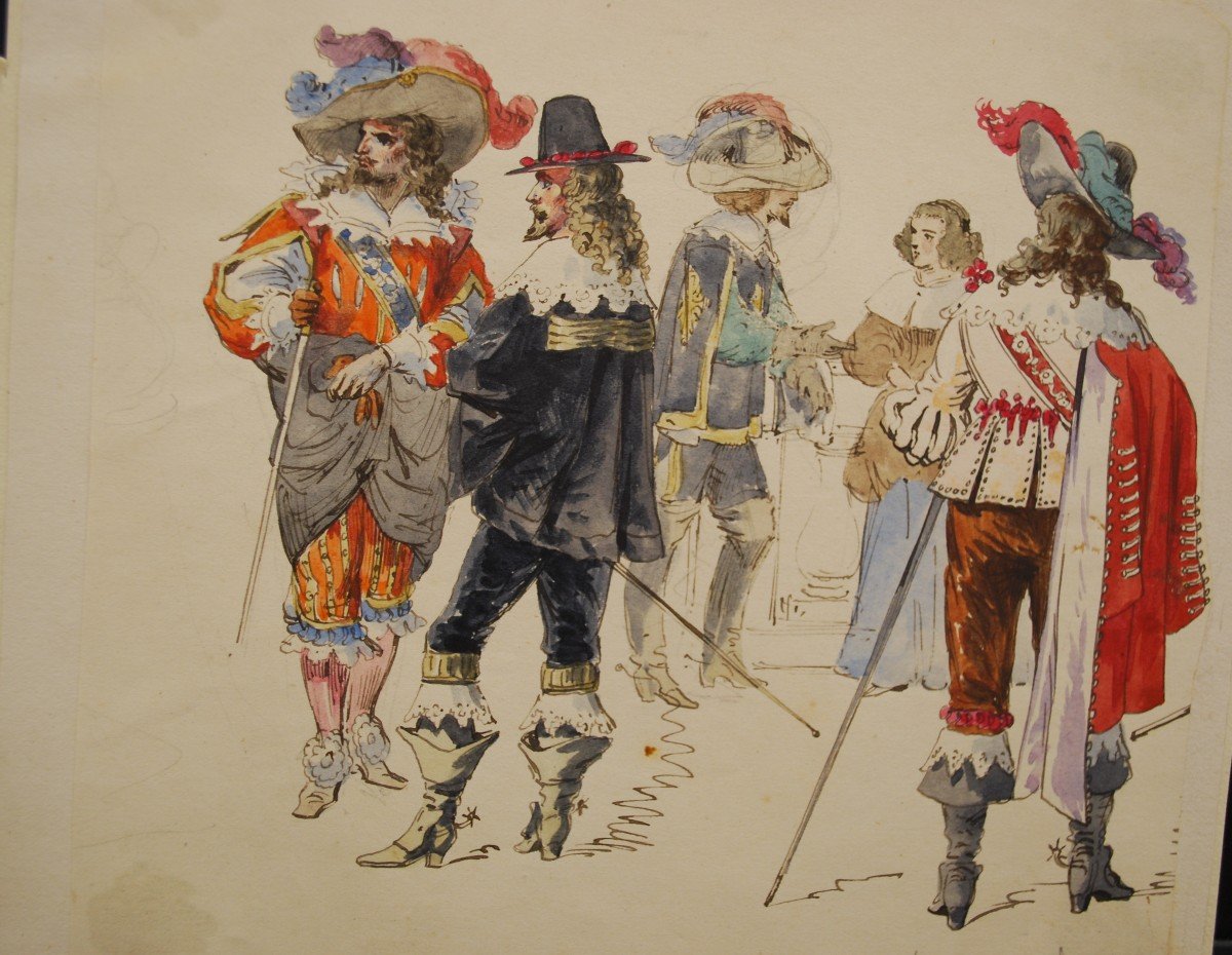 Watercolor Musketeers By Alexandre Ferdinandus 1850-1888)