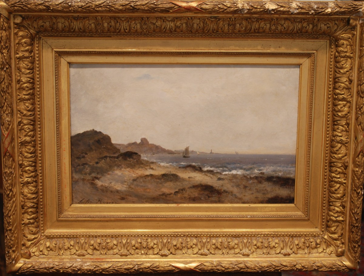The Normandy Coast By Jules Rozier 1821-1882 Romantic Painter Student Of Delaroche-photo-2