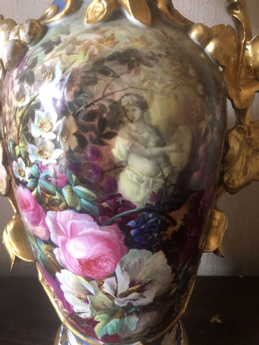 Beautiful And Important Set Of Golf Porcelaine Vases Fromage Paris Napoleon Lll-photo-1