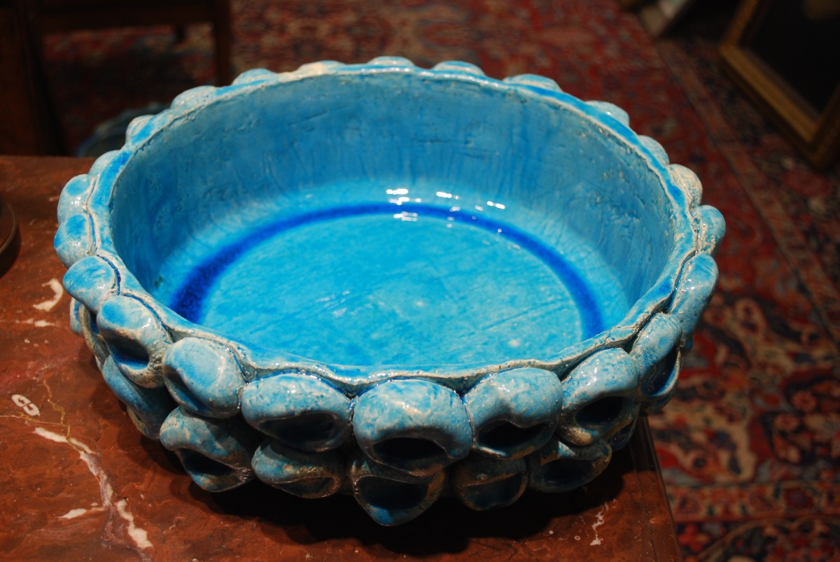 Blue Glazed Stoneware Bowl By Eugénie Julien-photo-2