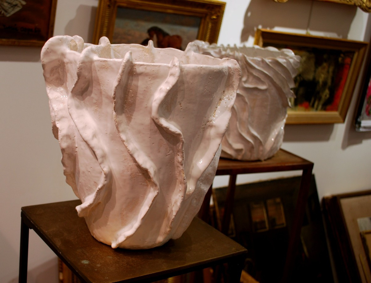 White Glazed Stoneware Vase By Eugénie Julien-photo-2