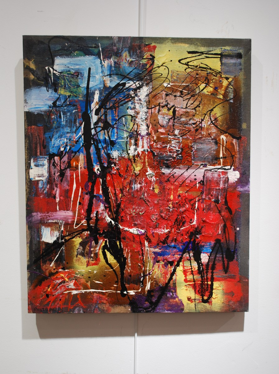 Peinture abstraite acrylique de l'artiste Autrand signée en bas à gauche-photo-2