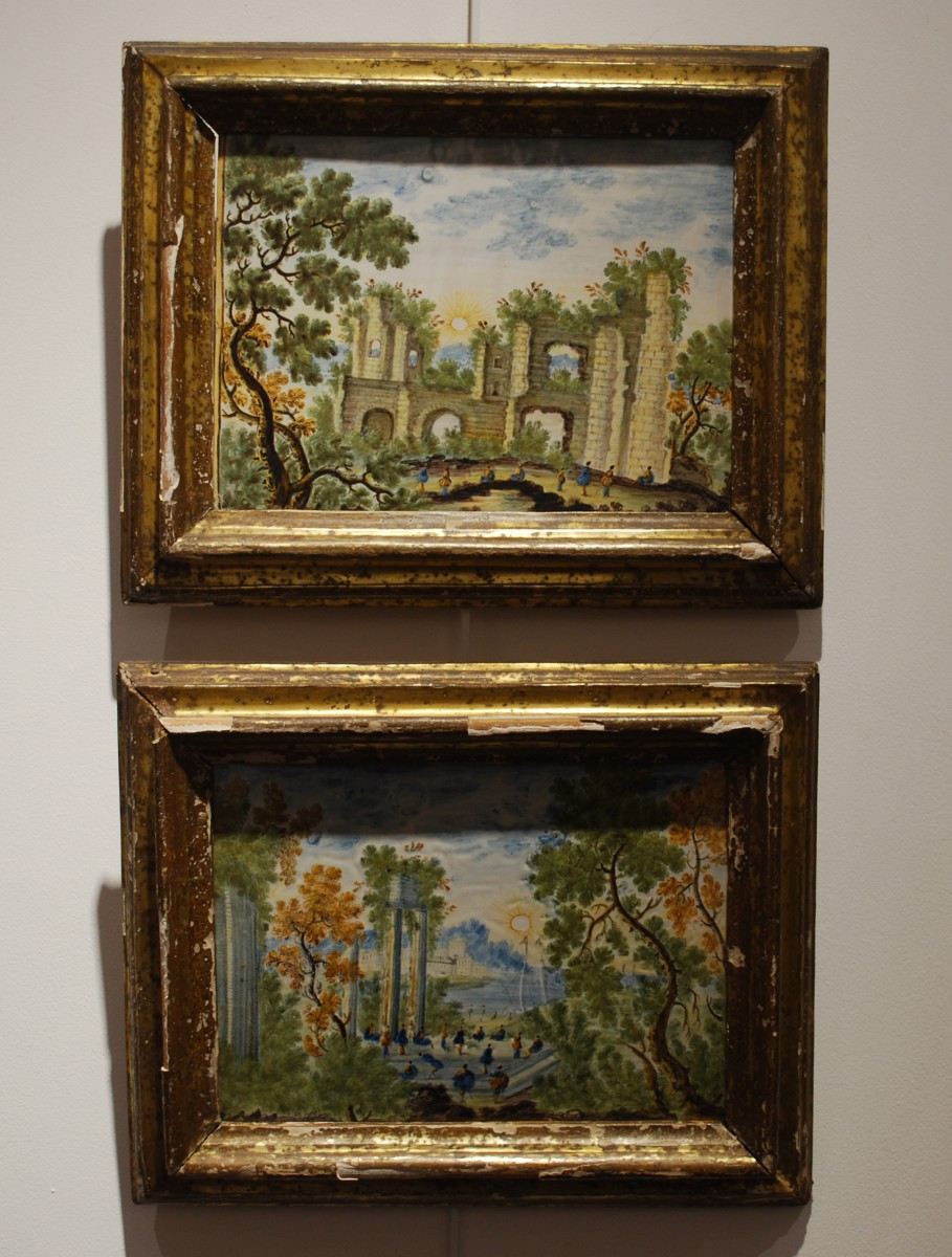 Rare Pair Of Castelli Plaque  Eighteen Century-photo-4