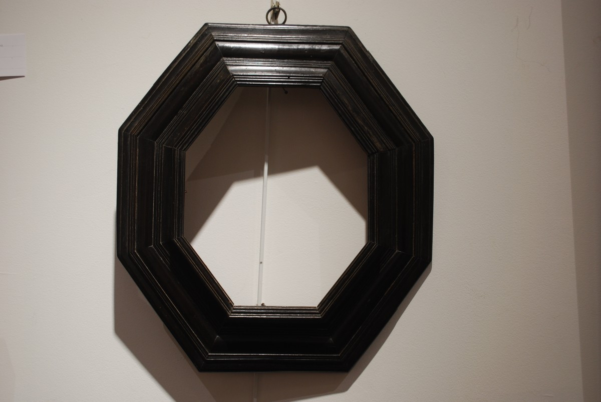 Octagonal Flandre Frame In Blackened Wood . Good Overall Condition.