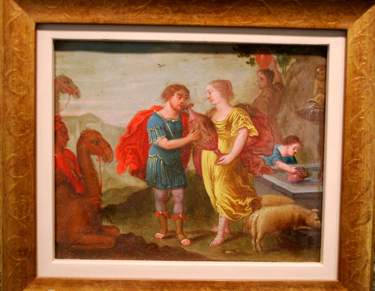 Huile sur cuivre 17ème siècle "Ulysse et Circée"