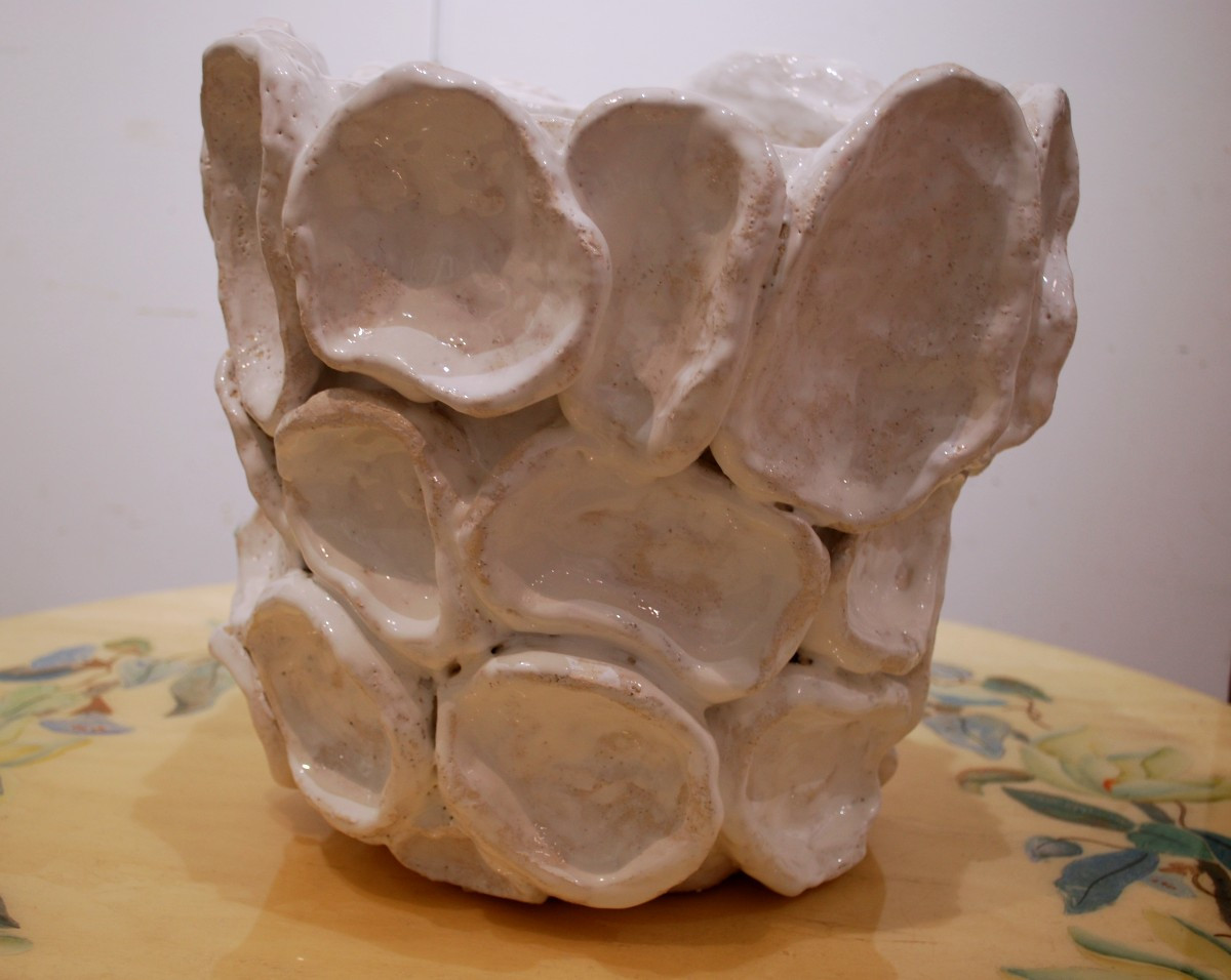 Vase en grès émaillé blanc par Eugénie Julien-photo-2