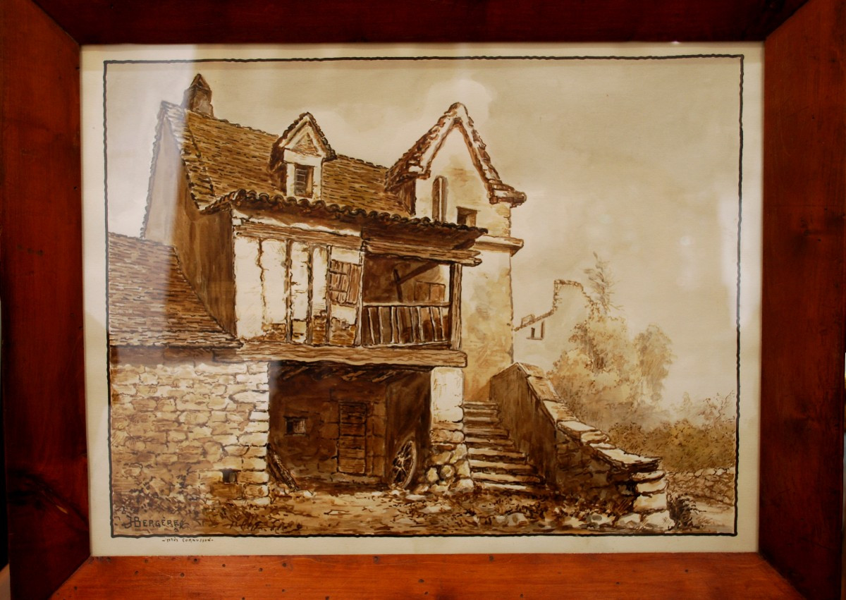 Village du Quercy par J Bergère daté 70