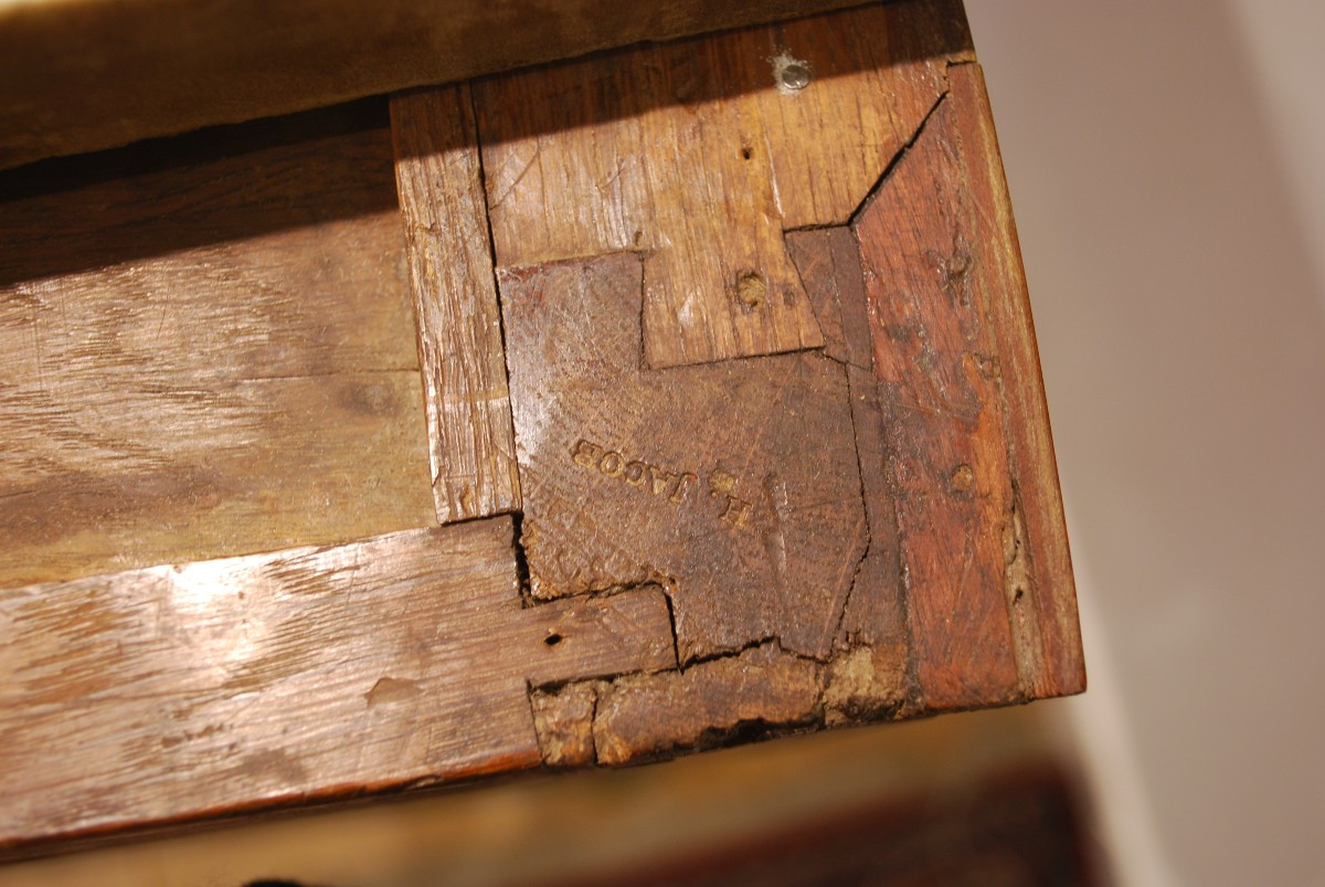 Louis XVI Period Chest Of Drawers In Mottled Mahogany, Stamped Henry Jacob 1753-1824-photo-4