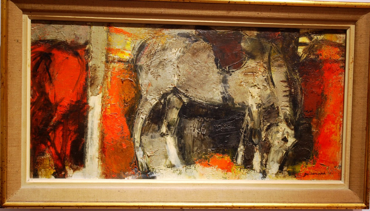 Chevaux à l'écurie par Paul Guiramand signé en bas à droite-photo-2
