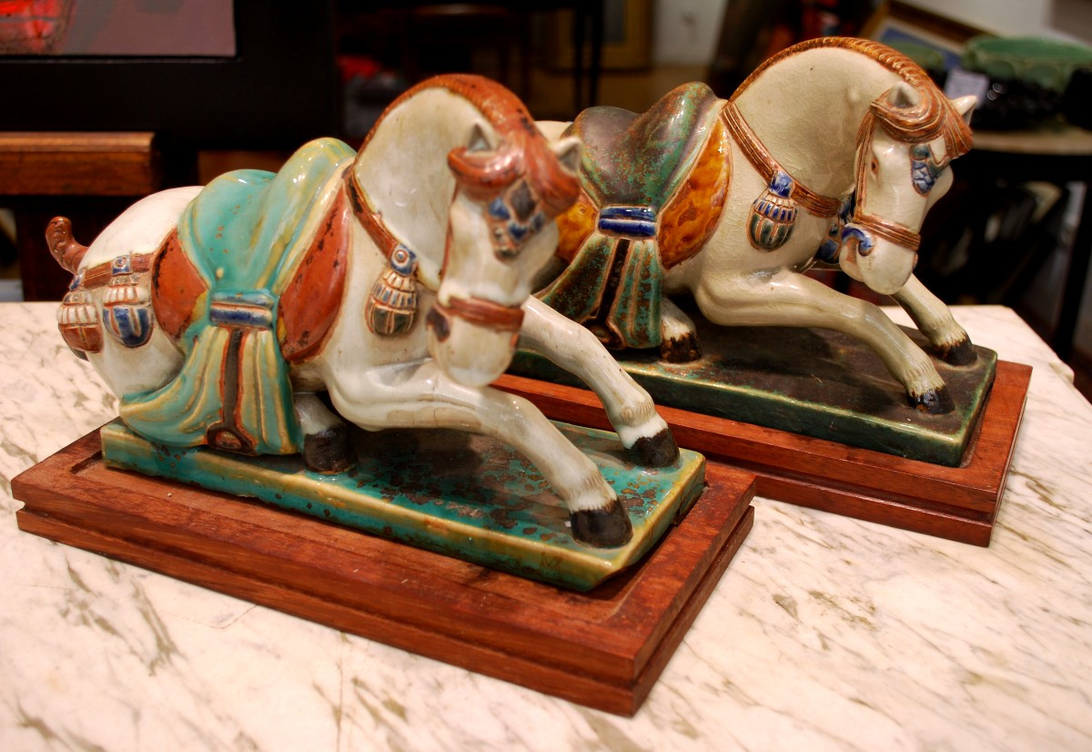 Paire de chevaux émailllés -photo-2