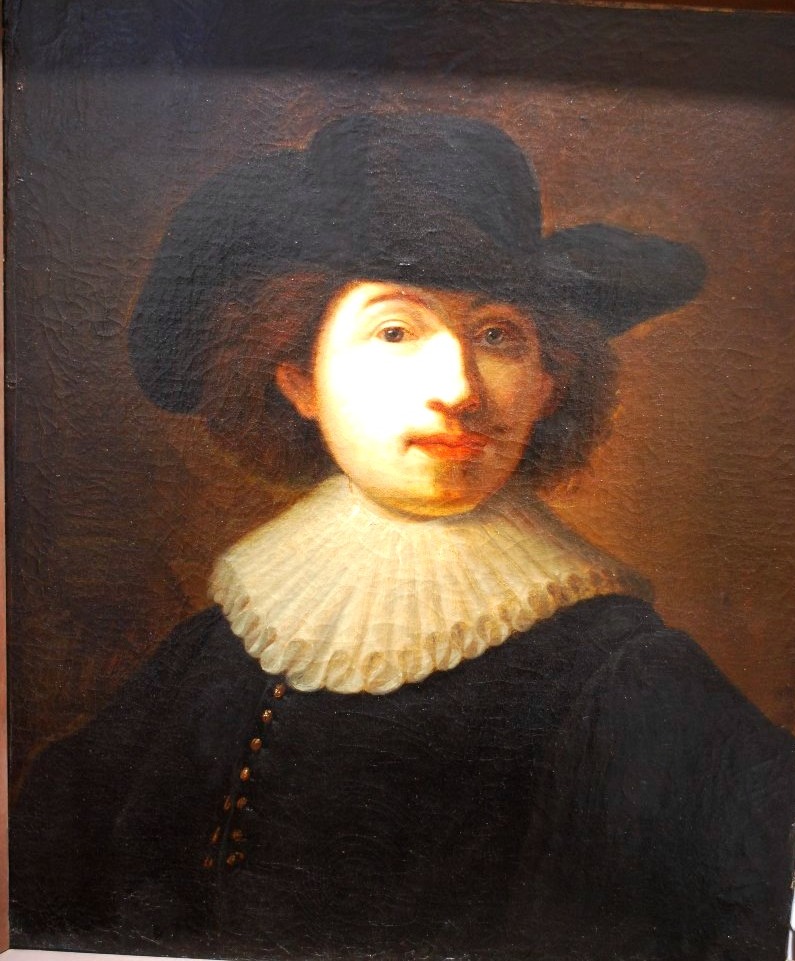 Portrait d'homme au chapeau et à la collerette 18ème copie ancienne de Rembrandt-photo-4