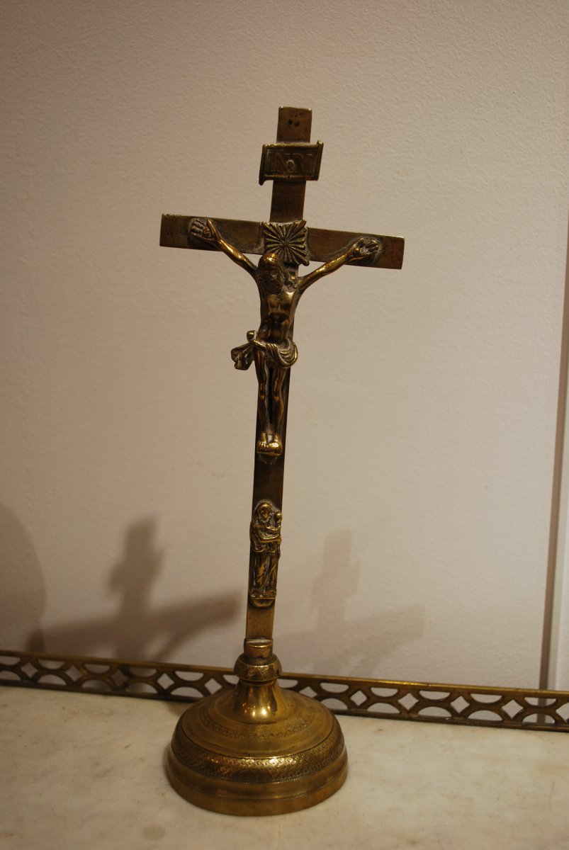 Crucifix En Bronze 17ème Siècle