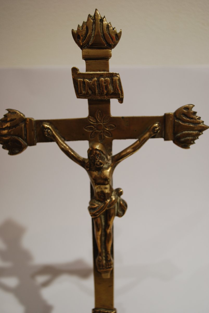 Crucifix En Bronze Dix Septième Siècle-photo-3