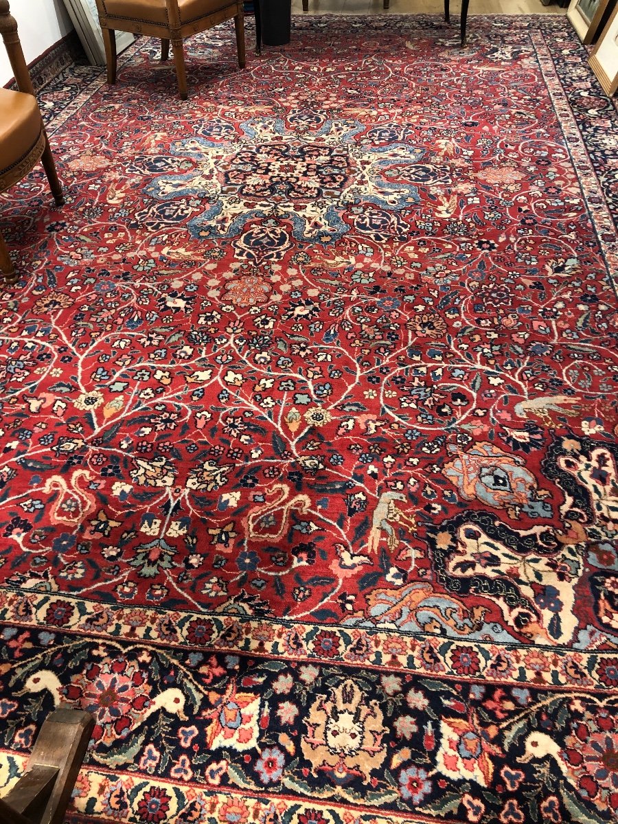 Beautiful And Important Hand-knotted Persian Carpet Decorated With Stylized Volatile Animals, Ducks.