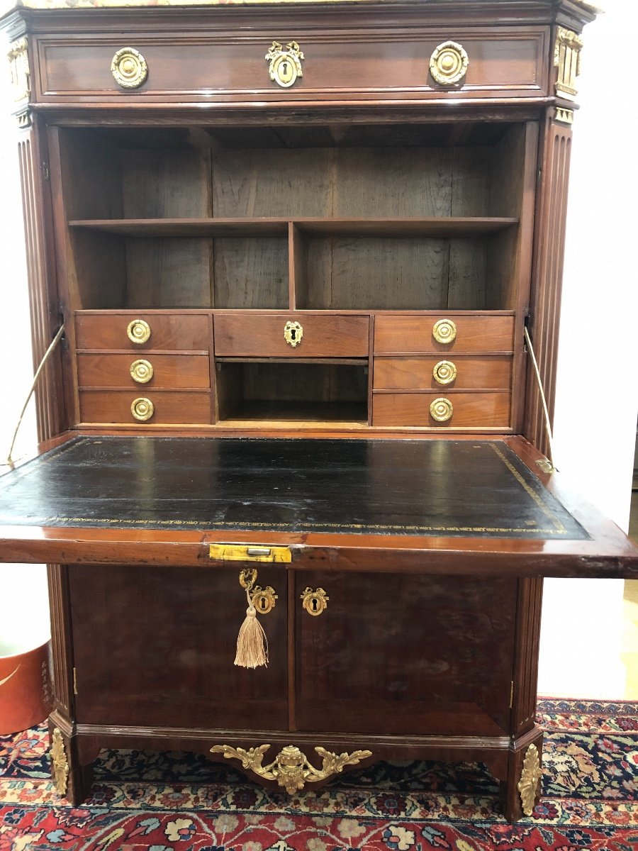 Secretary In Mahogany Veneer Louis XVI Period Stamped Stumpff XVIII-photo-5