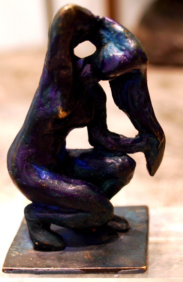 Odalisque Bronze à Patine Bleuté Par Madeleine Tézenas Du Montcel