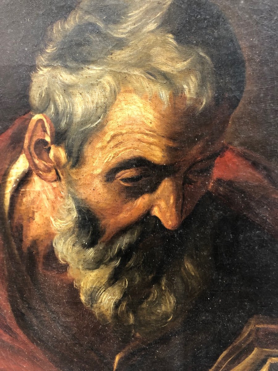 Oil On Canvas Saint Jerome Italian School-photo-1