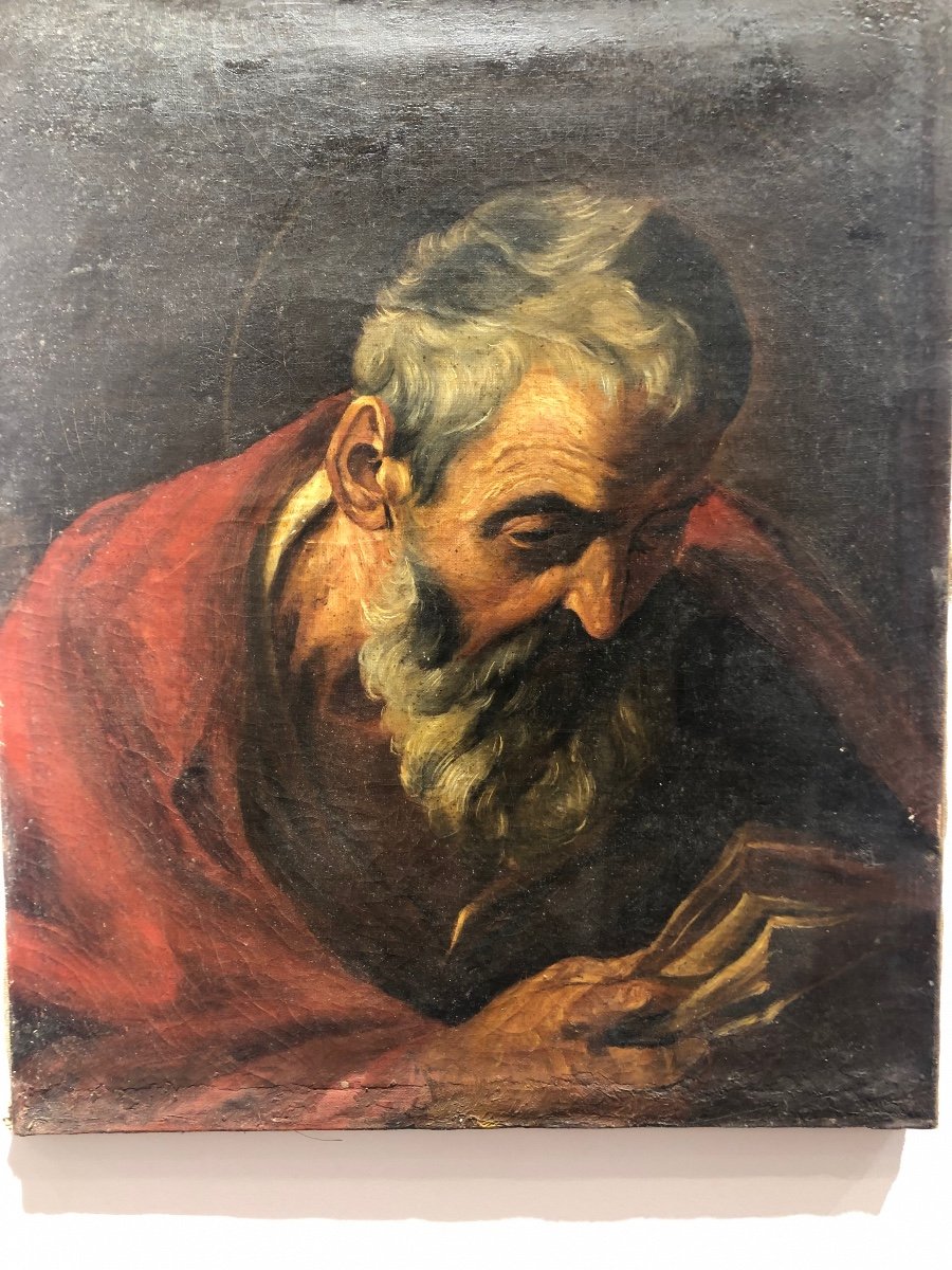 Oil On Canvas Saint Jerome Italian School-photo-2