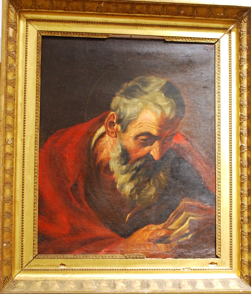 Oil On Canvas Saint Jerome Italian School