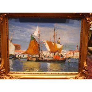 Oil On Canvas Venise Landscape
