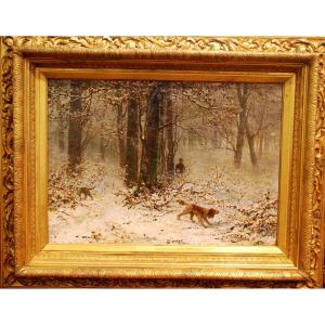 Hunting Scene By Henri Van Seben Born In Brussels 1827-1913