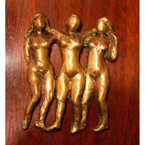 Sculpture En Bronze Doré Les Trois Graces