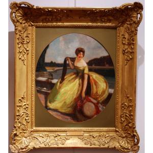 Huile sur toile élégante par Jean Gabriel Domergue