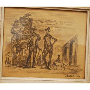 Deux personnages dans un paysage imaginaire