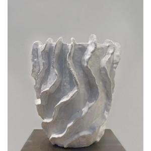 White Glazed Stoneware Vase By Eugénie Julien