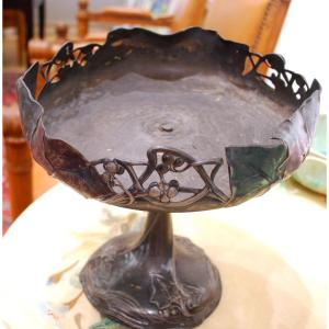 Large, Footed Bowl Made Of Solid Pewter, Art Nouveau Period, Circa 1900;