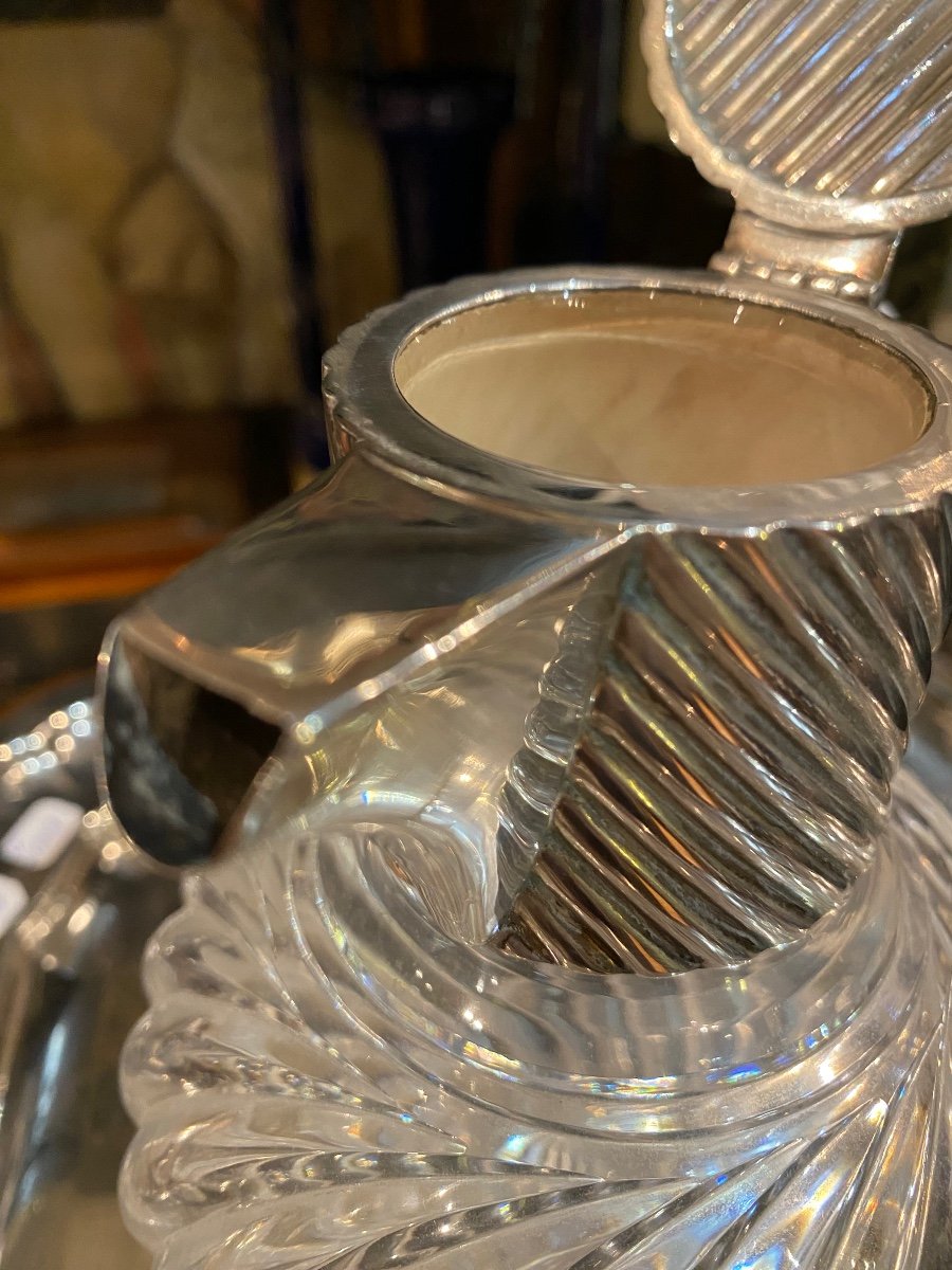 Carafe , Cristal et Argent Massif , Angleterre , Début XX Siècle -photo-4