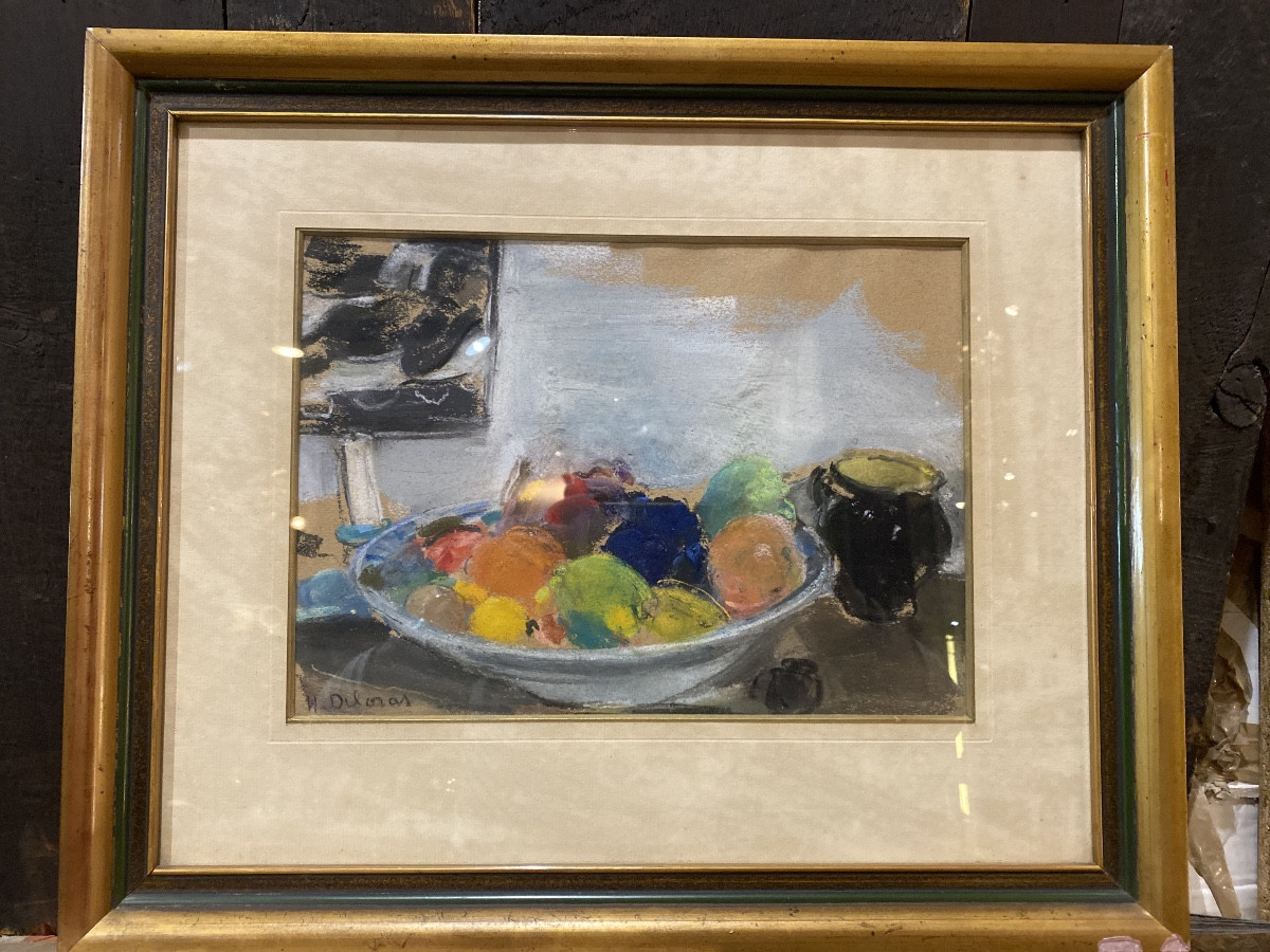 Nature morte aux  fruits par H .Deloras  . Grenoble ,XX  siècle