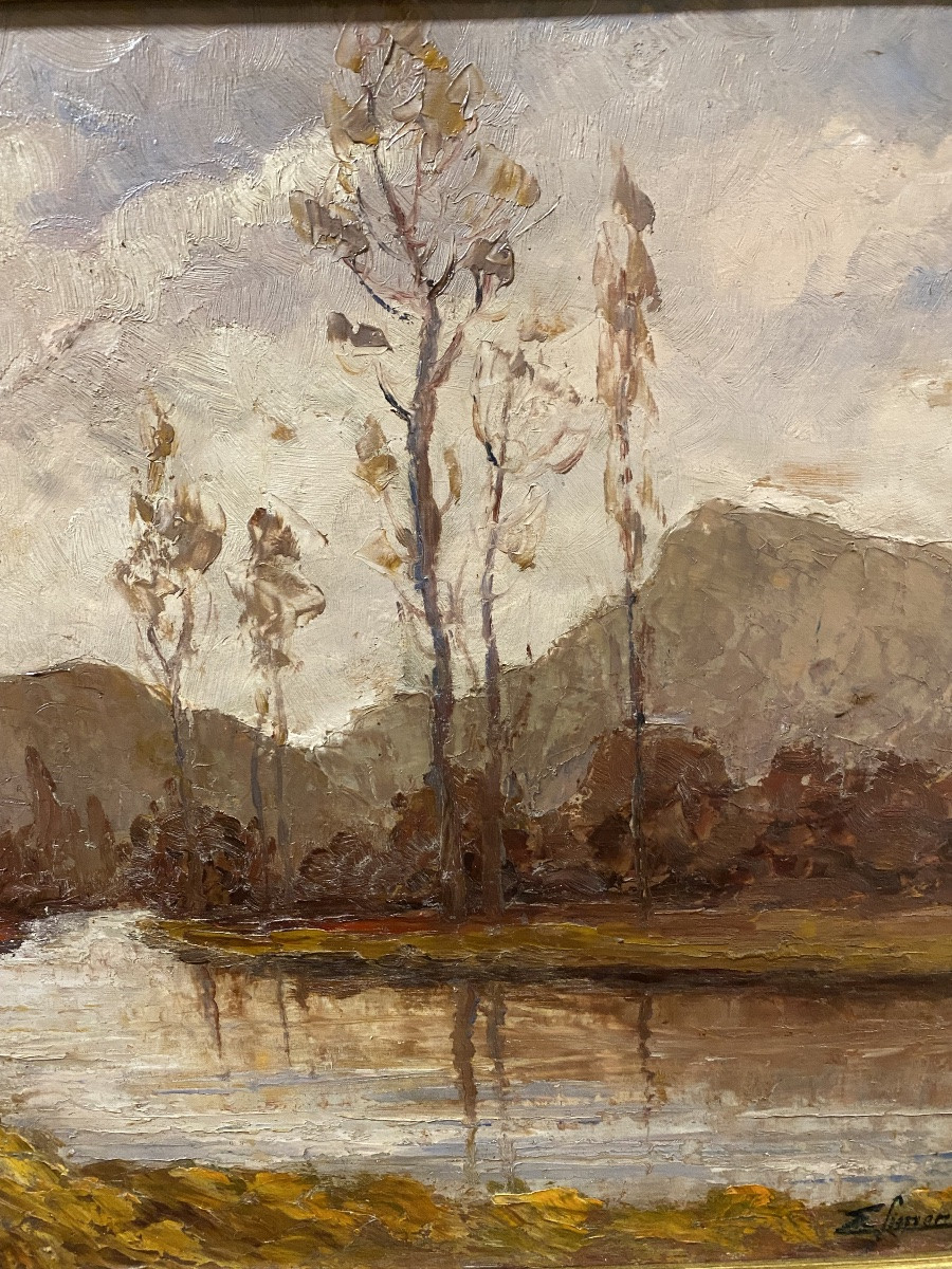 Savoyard Landscape, Oil, By émile Simonod-photo-3