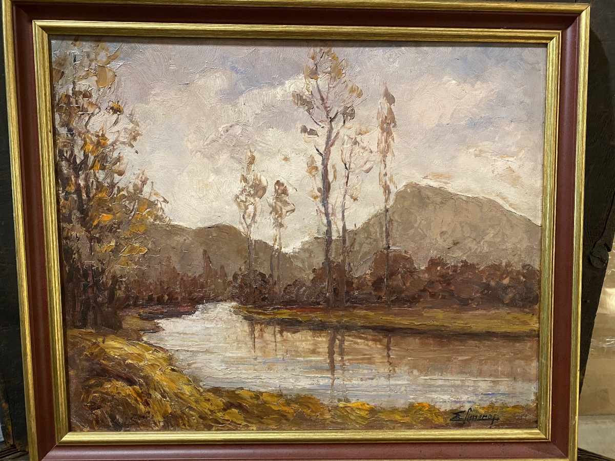 Savoyard Landscape, Oil, By émile Simonod
