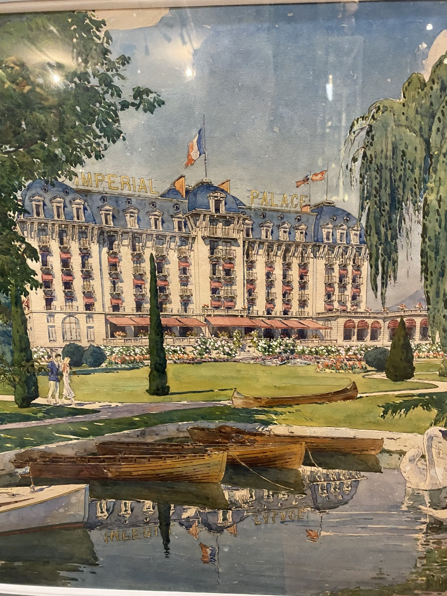 Watercolor, The Imperial Palace, Annecy And Its Lake By Ricard-photo-3