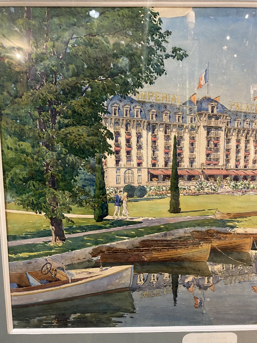 Watercolor, The Imperial Palace, Annecy And Its Lake By Ricard-photo-4