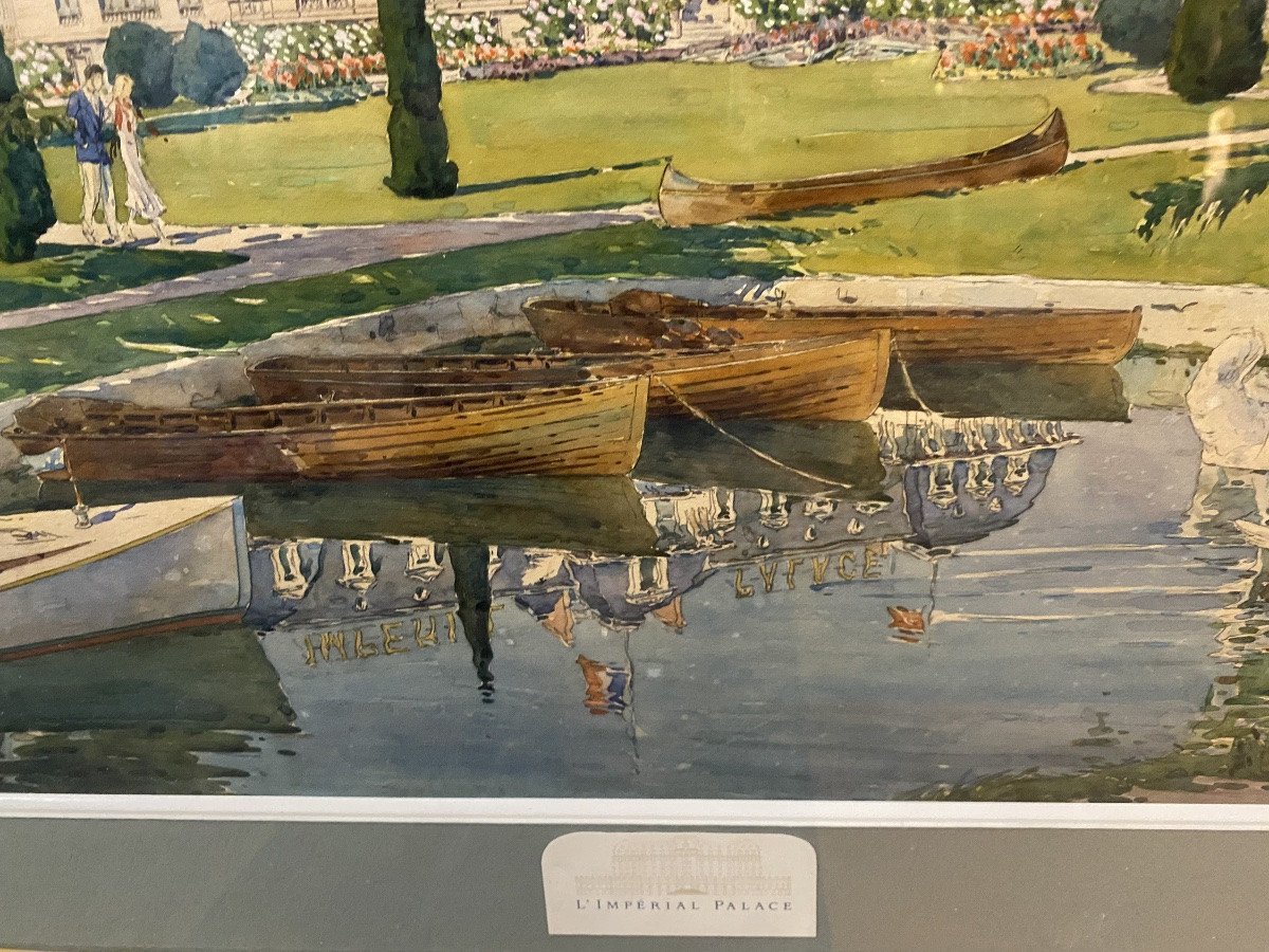Watercolor, The Imperial Palace, Annecy And Its Lake By Ricard-photo-5
