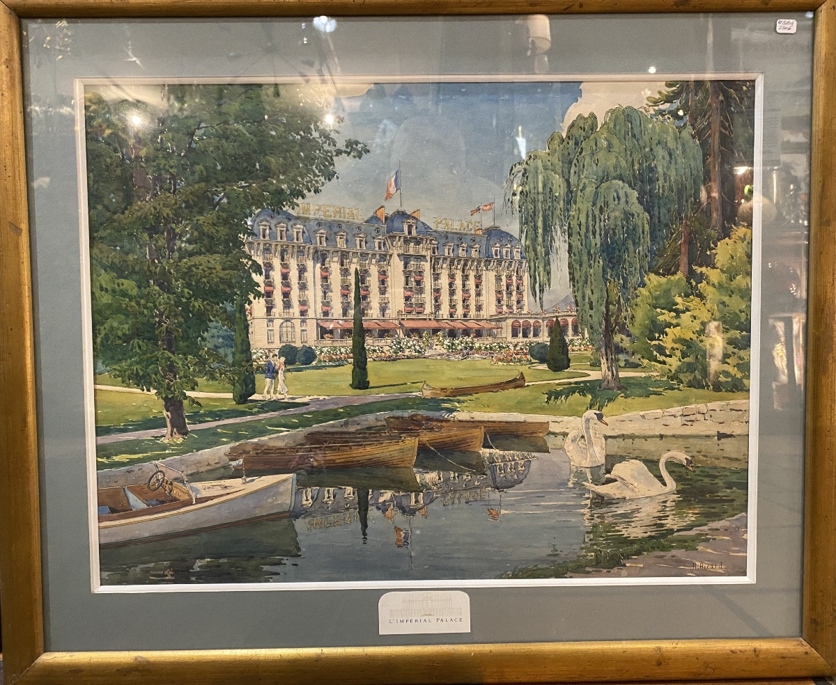 Watercolor, The Imperial Palace, Annecy And Its Lake By Ricard