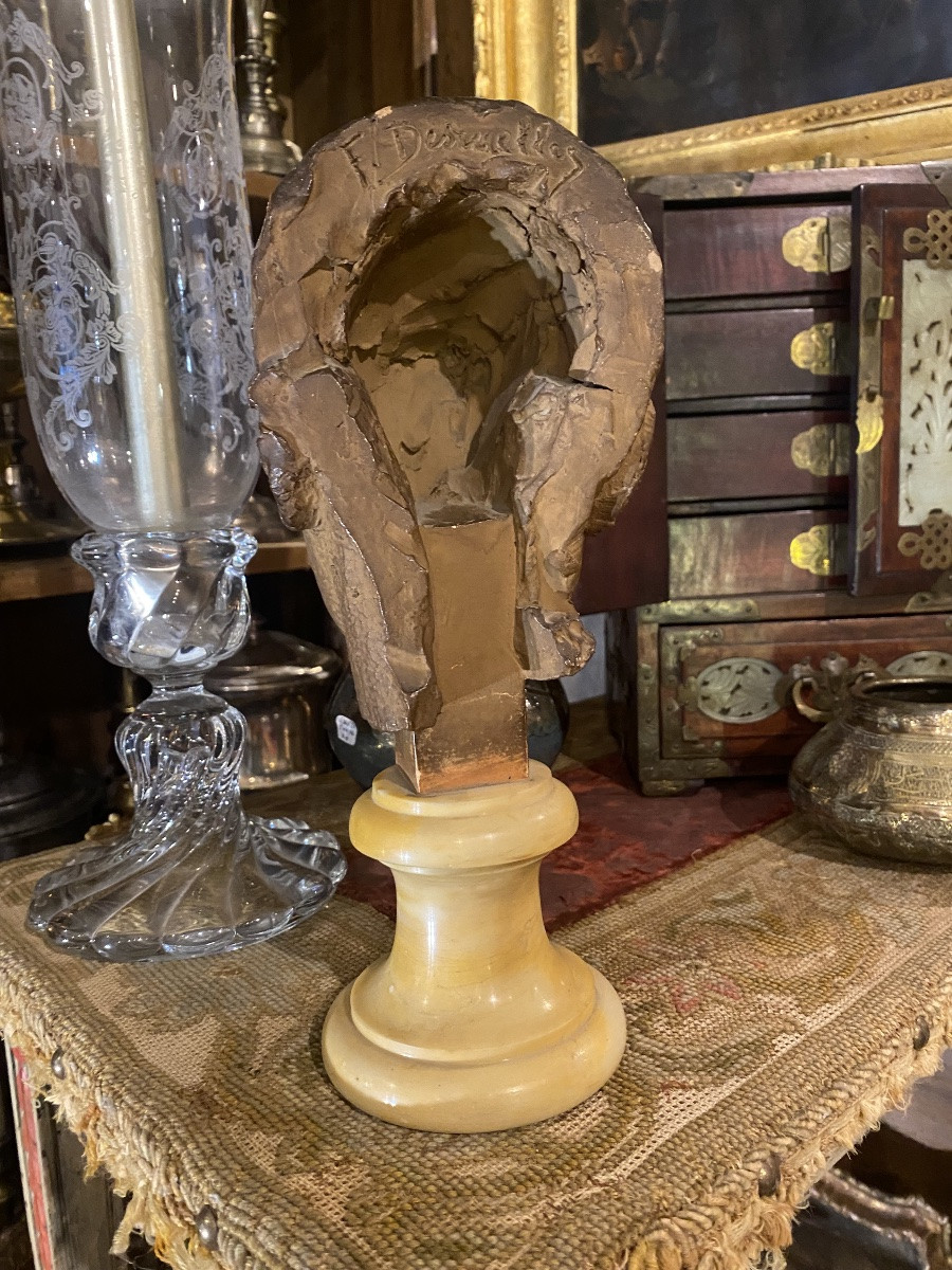 Head Of A Young Man, Terracotta By Félix Desruelles-photo-4
