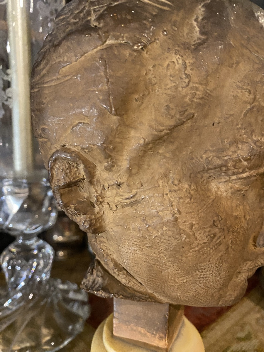 Head Of A Young Man, Terracotta By Félix Desruelles-photo-6