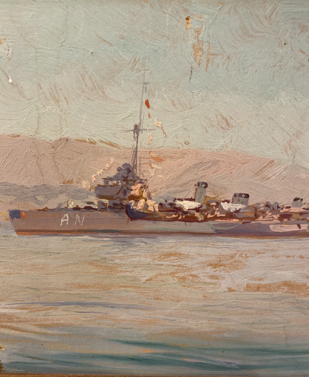 Destroyer , gouache  , marine nationale -photo-2