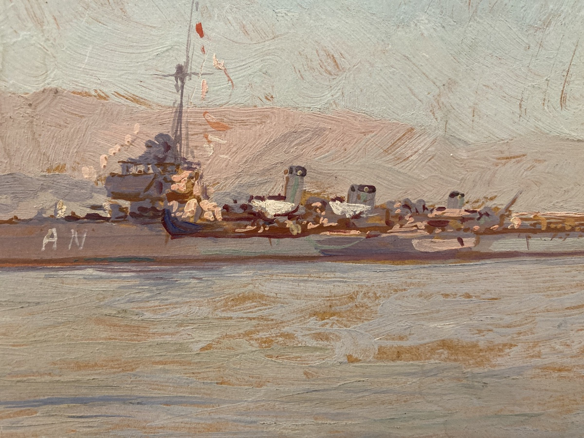Destroyer , gouache  , marine nationale -photo-4
