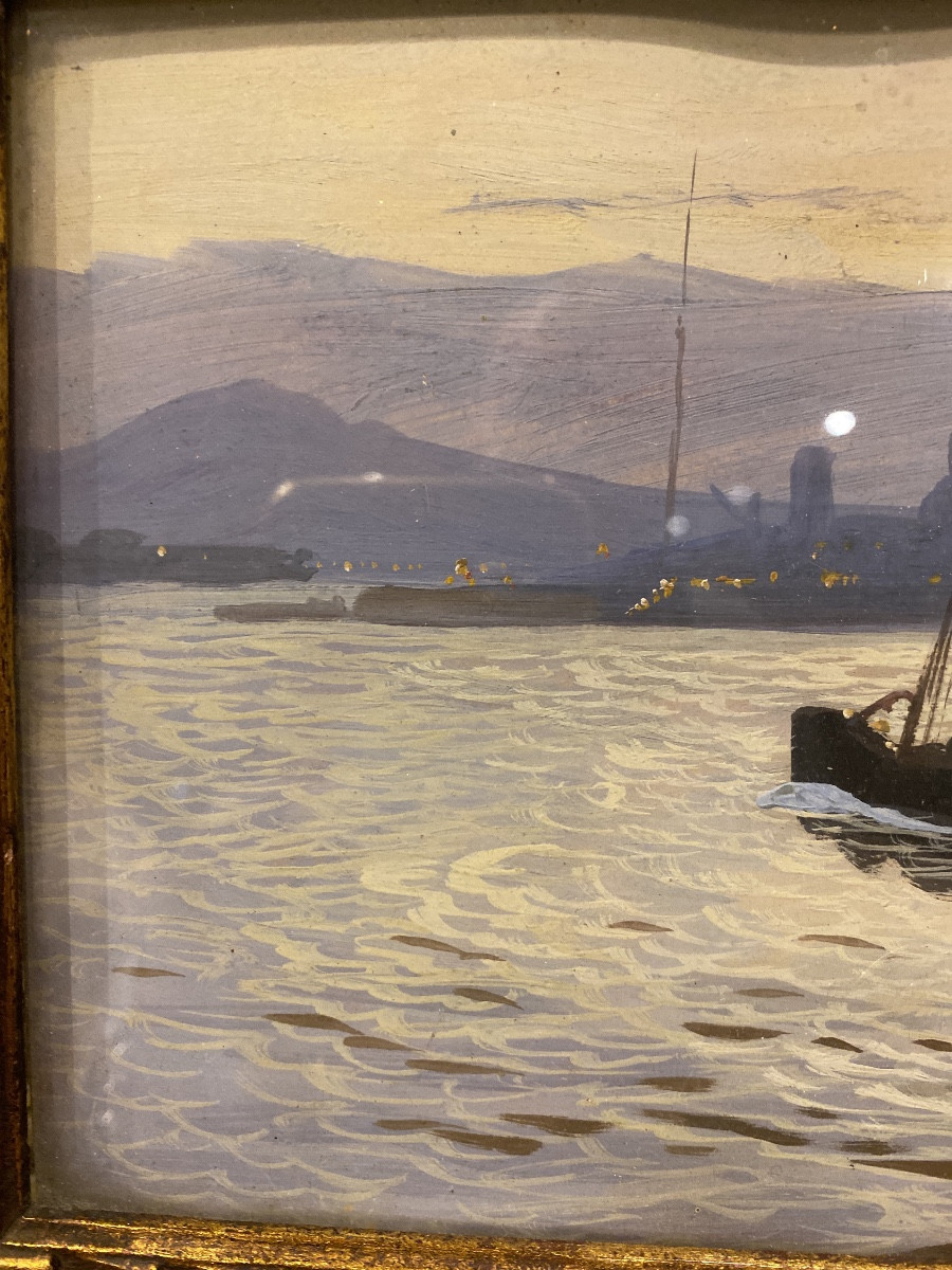 Scene Of Warships , Gouache , French Navy-photo-4