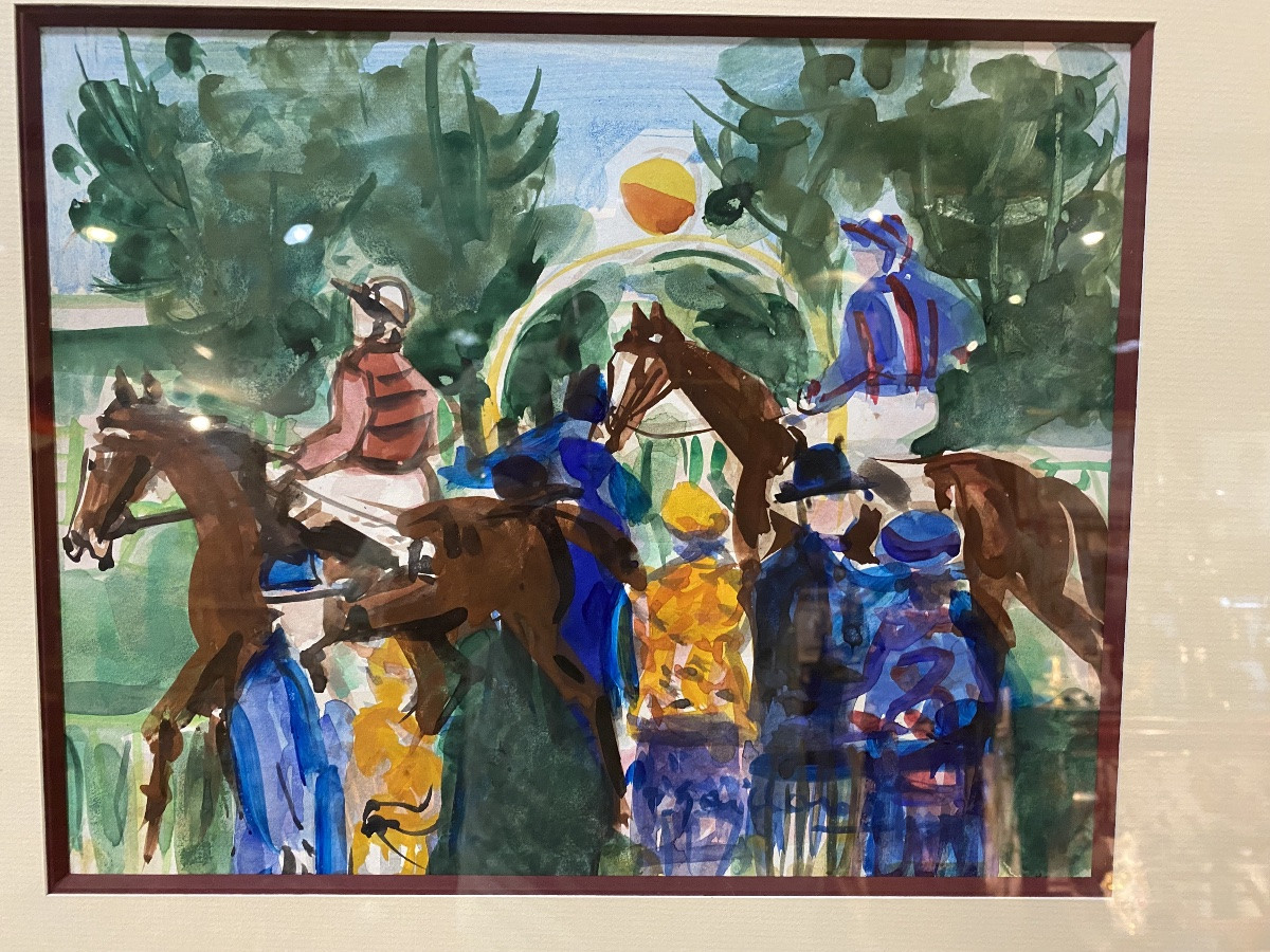 Horse Race, Watercolor By Pierre Gaillardot-photo-2